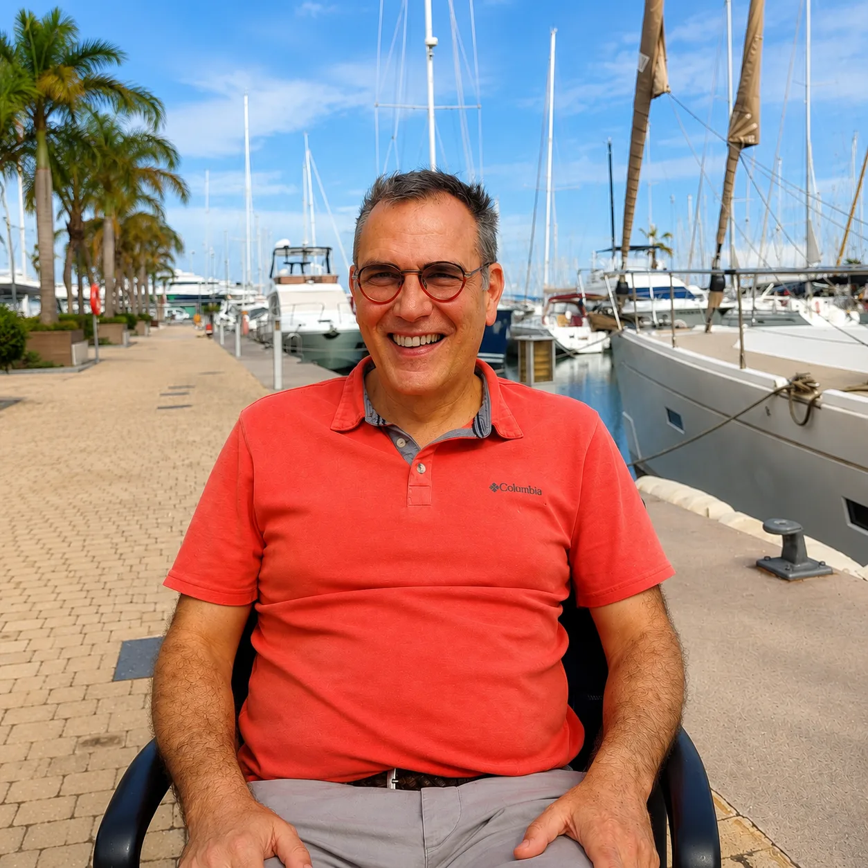 Marcel, lachend in de zon